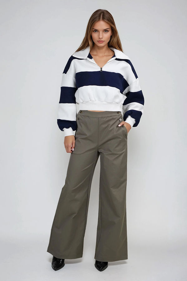 Drift Away Side Buttoned Straight Pants - Dark Olive