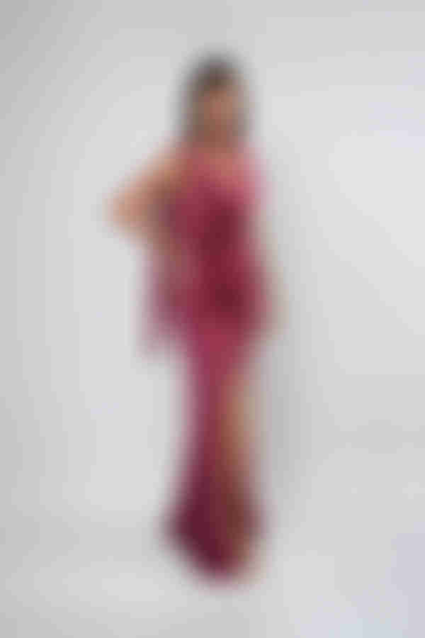 Lover in Bloom Cowl Neck Mermaid Maxi Dress - Dark Rose