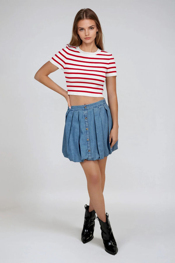 Street Smart Bubble Hem Mini Skirt - Denim Blue