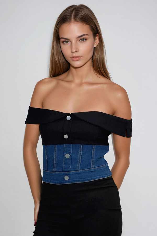 Chic Fusion Denim Top - Denim
