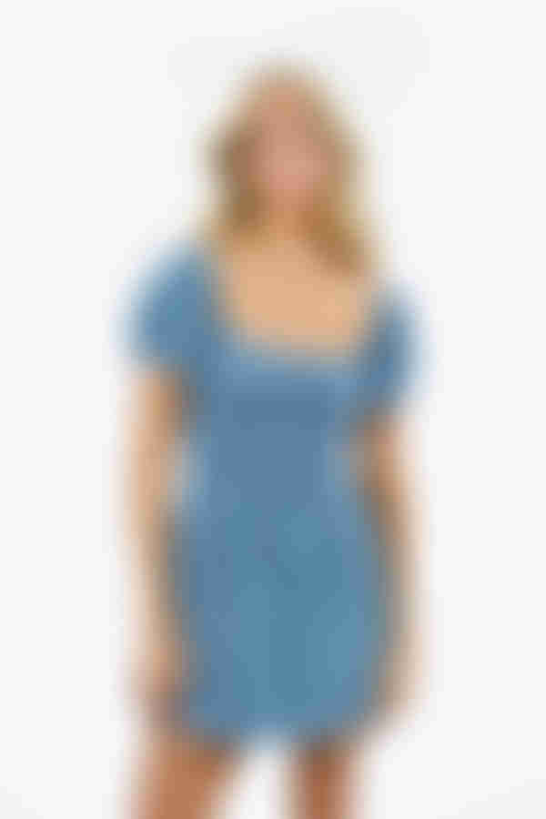 Journee Open Back Babydoll Mini Dress - Denim