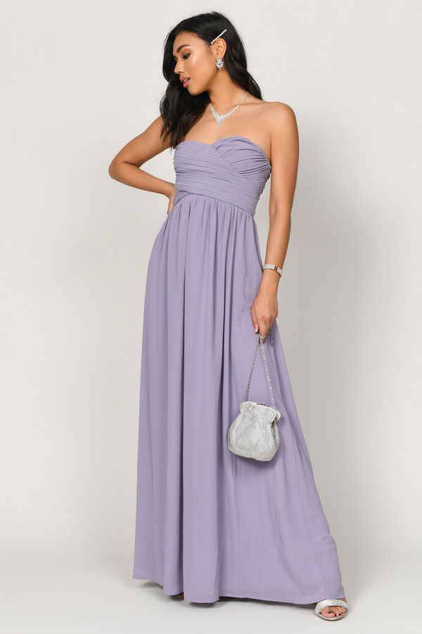 Go Glam Dusty Purple Strapless Prom Maxi Dress