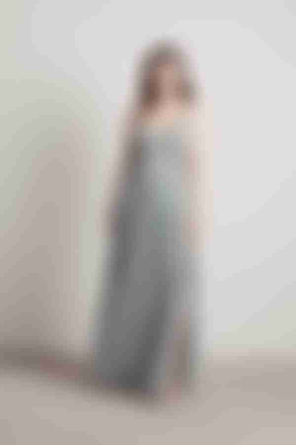 Love Galore Pleated Slit Maxi Dress - Light Blue