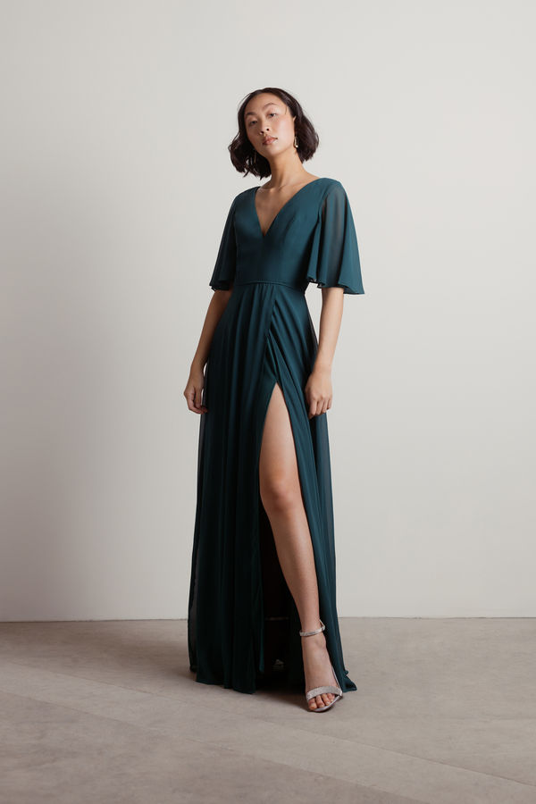 Come Closer To Me Emerald Slit Maxi Modest Formal Dress