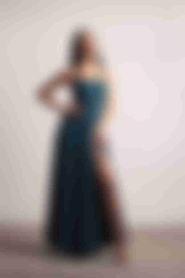 Know You Love Me High Slit Empire Maxi Dress - Navy