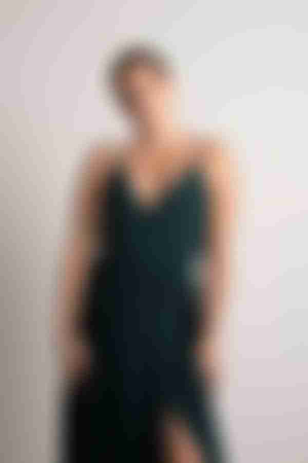 Love Galore Pleated Slit Maxi Dress - Light Blue