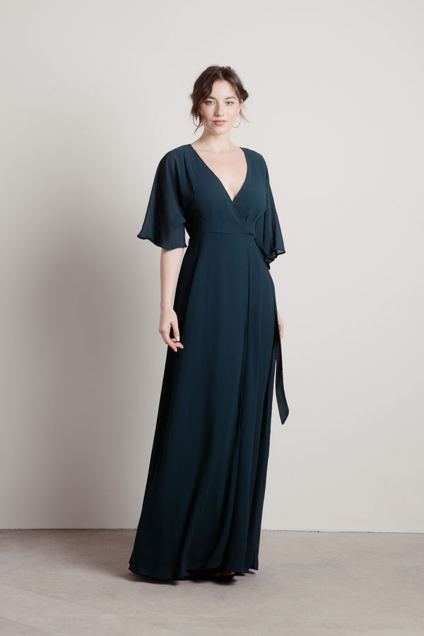 We Could Be Green Prom Wrap Maxi Dress