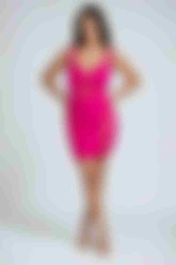 Fierce Aura Mesh Bodycon Mini Dress - Fuchsia