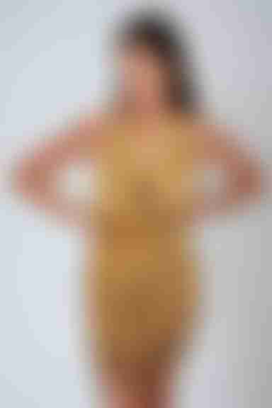 Lover Girl Plunging Ruched Mini Dress - Gold