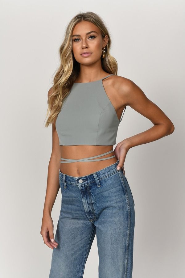 Wrapped Up Gray Crop Top