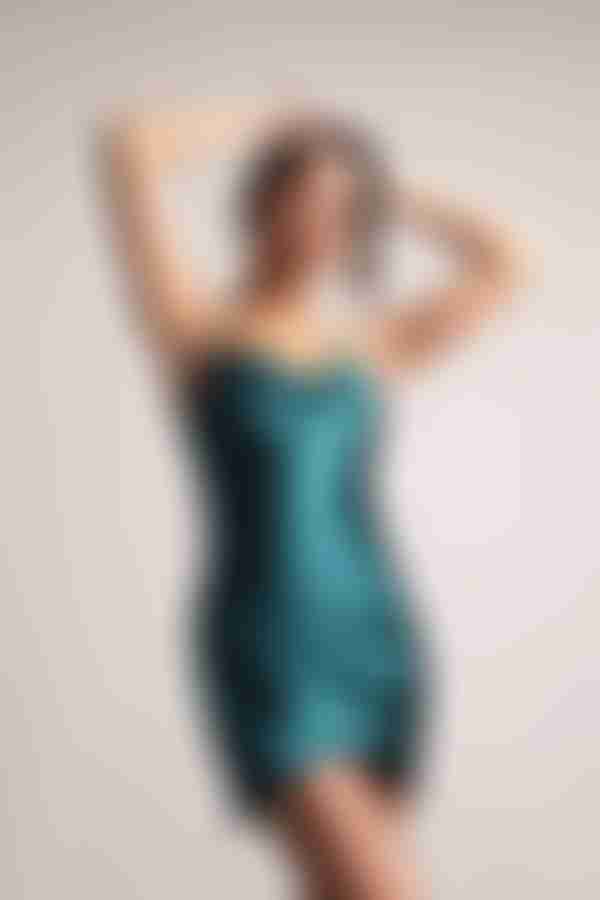 Alaleh Satin Surplice Mini Dress - Black