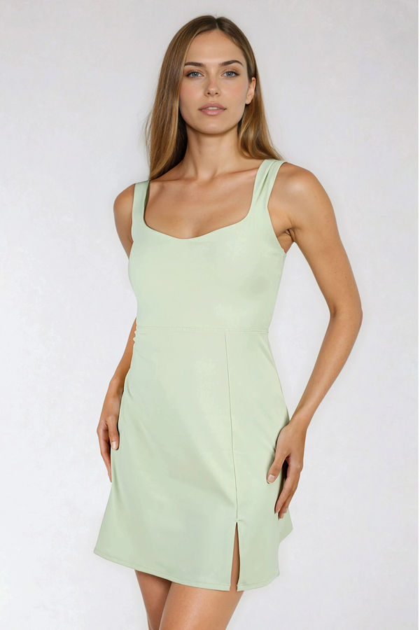 Glow All Out Sweetheart Slit Mini Dress - Green