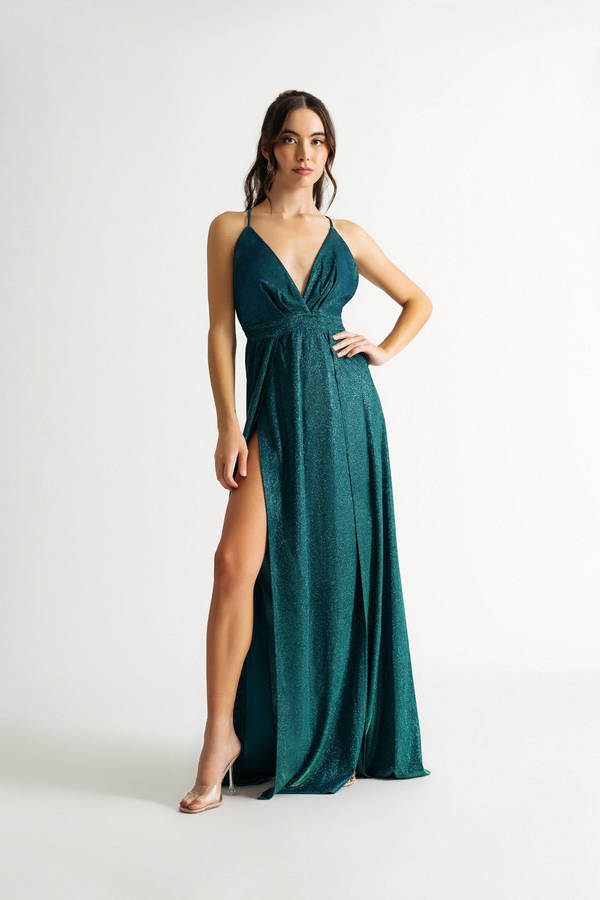 Moments Like This Green Double Slit Maxi Dress
