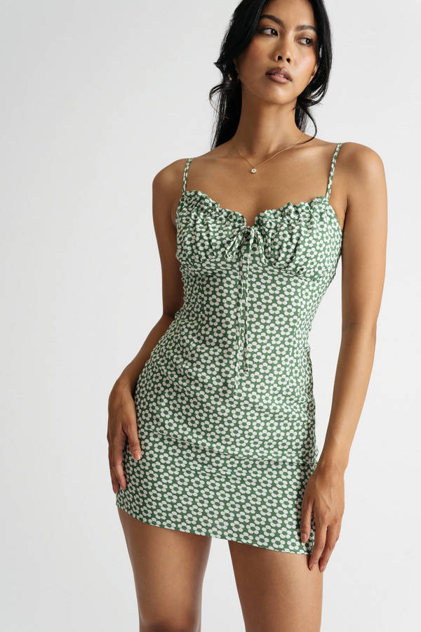 Nothing Like Summer Green Floral Tie Front Mini Dress