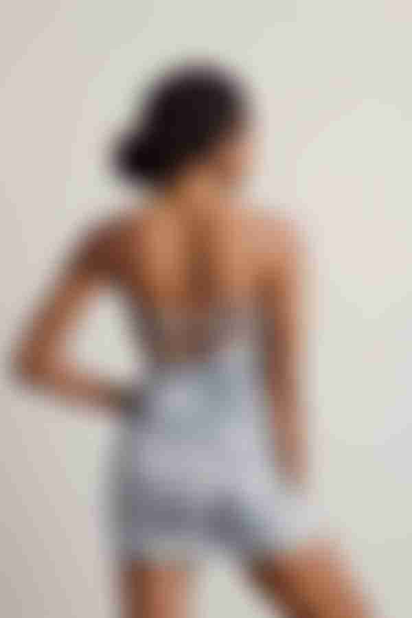 Wavy Vibes Cross Back Bodycon Mini Dress - Blue