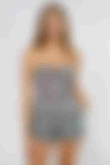 Sweet Vibes Strapless Houndstooth Romper - Grey Black