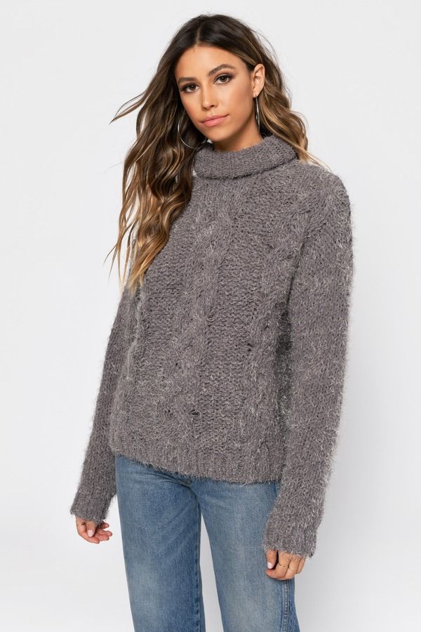 Come With Me Grey Turtleneck Sweater