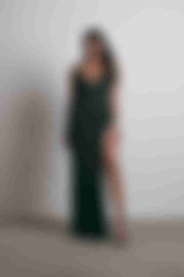 All Over Me Corset High Slit Maxi Dress - Black