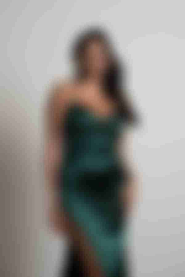 Heartbreaker Satin High Slit Maxi Dress - Black