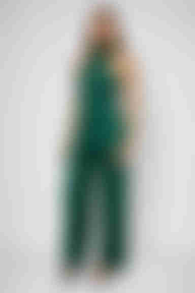 Pretty Problem Cross Halter Jumpsuit - Hunter Green