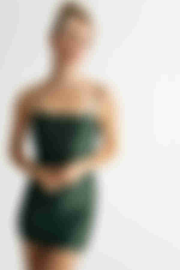 Teddy Satin Bodycon Mini Dress - Hunter Green