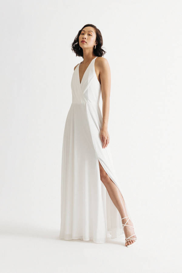Bring Me Closer White Prom Halter Slit Maxi Dress