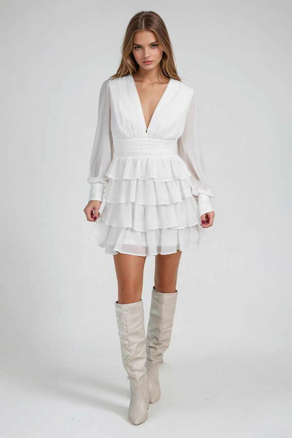 Dressed Like Daydream Chiffon Tiered Sheer Mini Dress - Ivory