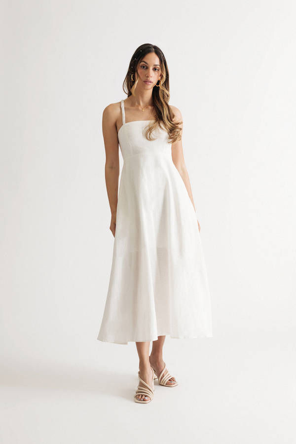 Maiya Ivory Lace Up Back Maxi Dress with Pockets