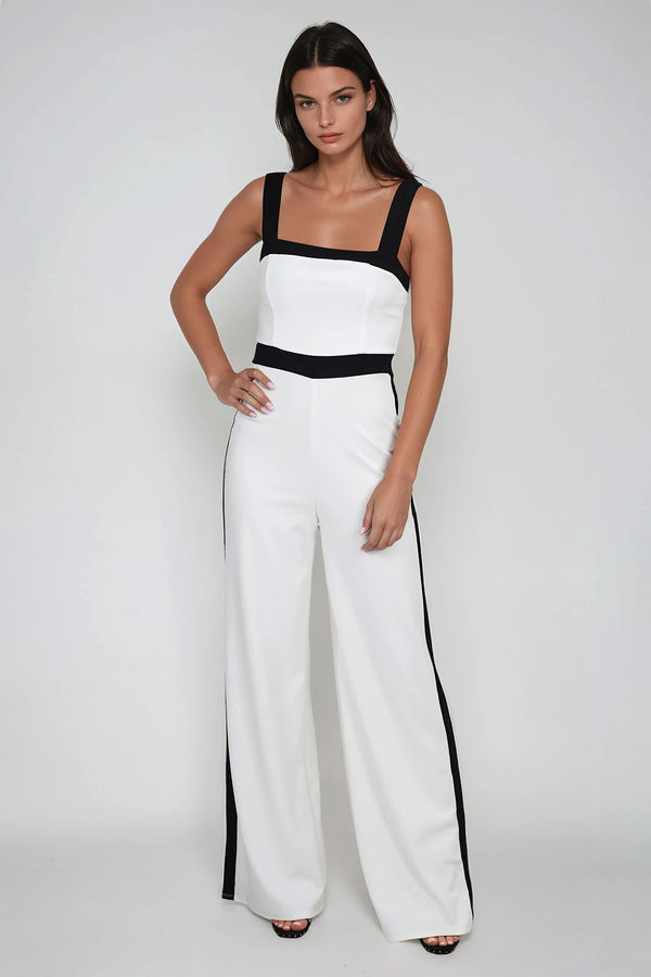 Modern Frame Colorblock Jumpsuit - Ivory