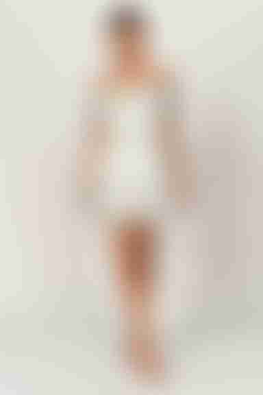 Rowena Floral Off The Shoulder Mini Dress - Ivory Multi