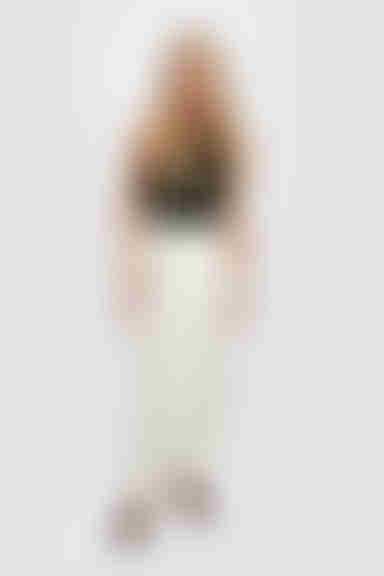 Roselynn Bias Cut Maxi Skirt with Slit Satin Maxi Skirt - Ivory