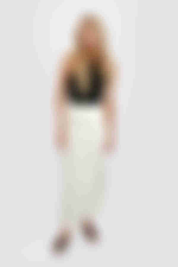 Roselynn Bias Cut Maxi Skirt with Slit Satin Maxi Skirt - Ivory