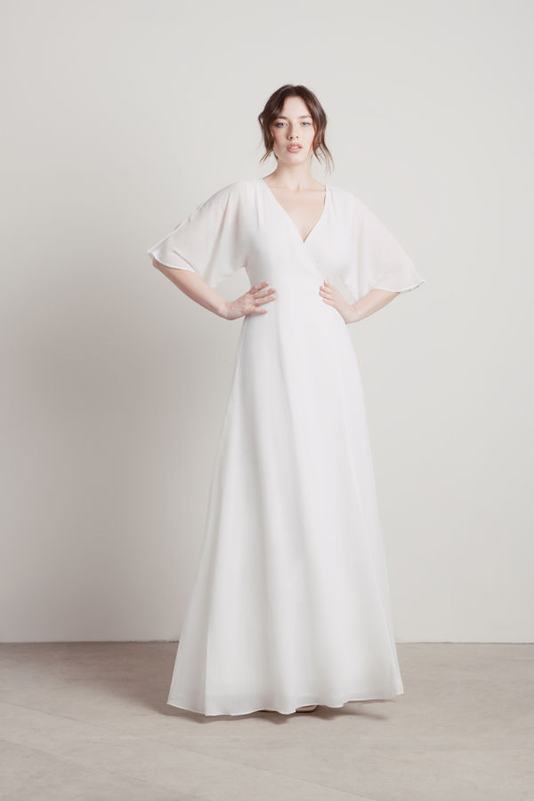 We Could Be Ivory Wrap Maxi Modest Homecoming Dress