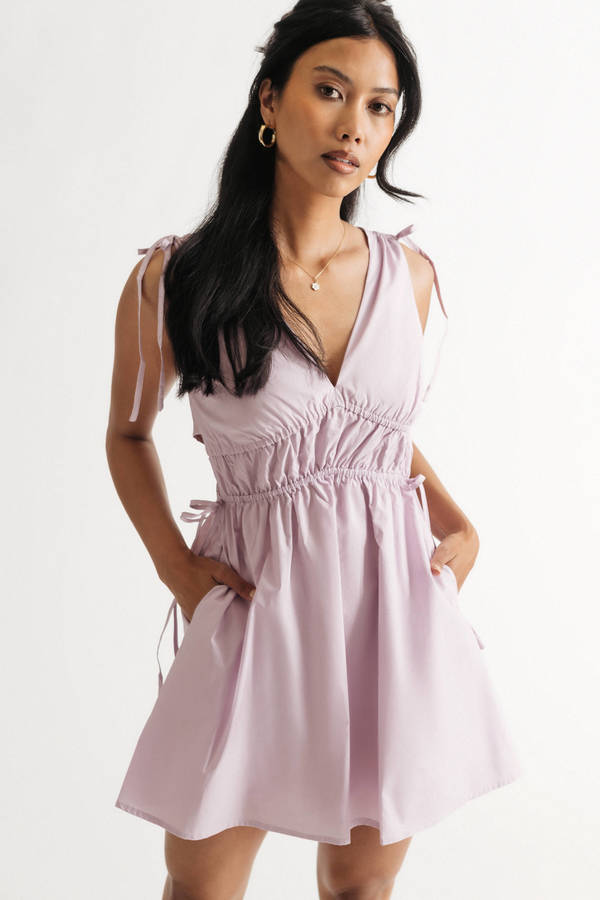 Jessie Lavender Poplin Side Cutout Skater Sundress