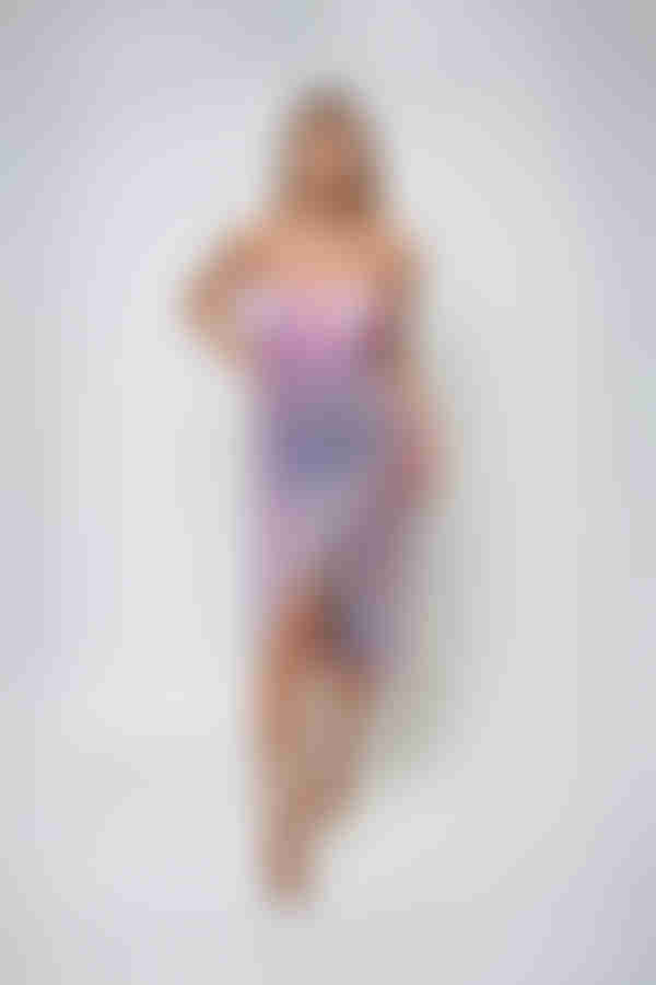 Shimmer Curve Sequin Mesh Midi Dress - Lavender