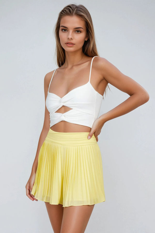 Fair Bloom Pleated Mini SKirt - Lemon