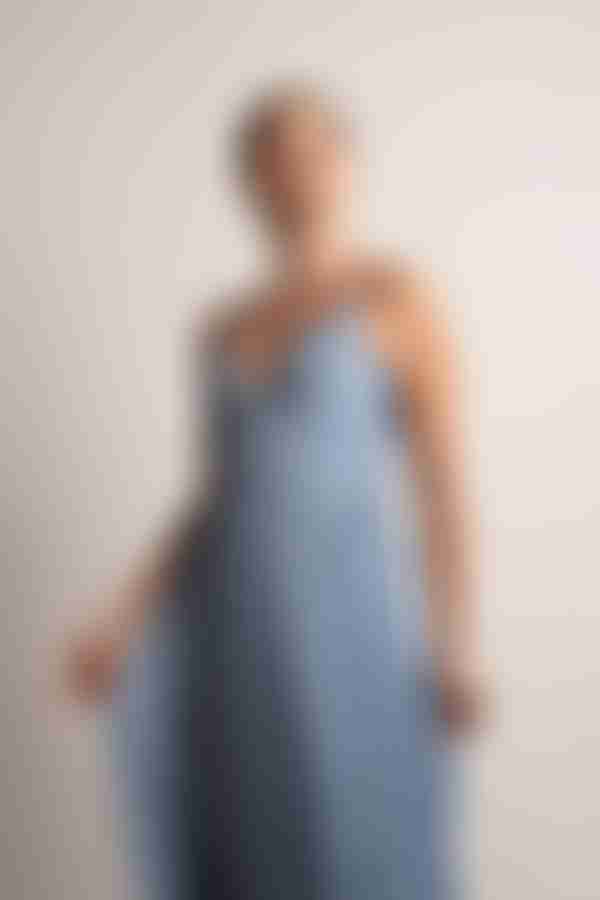 Love Galore Pleated Slit Maxi Dress - Light Blue