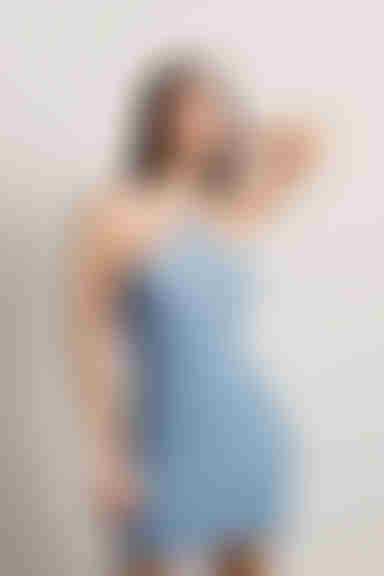 Raegan Crochet Halter Mini Dress - Light Blue