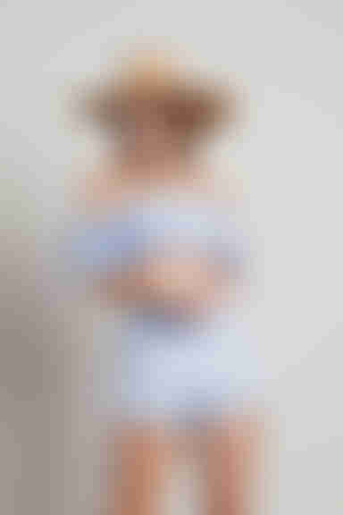 Yacht Party Ruffle Crop Top and Short Set - Light Blue