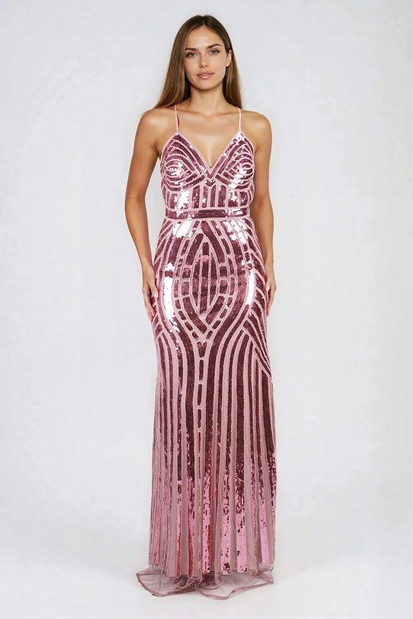 Allure Spark Sequin Bodycon Maxi Dress - Mauve