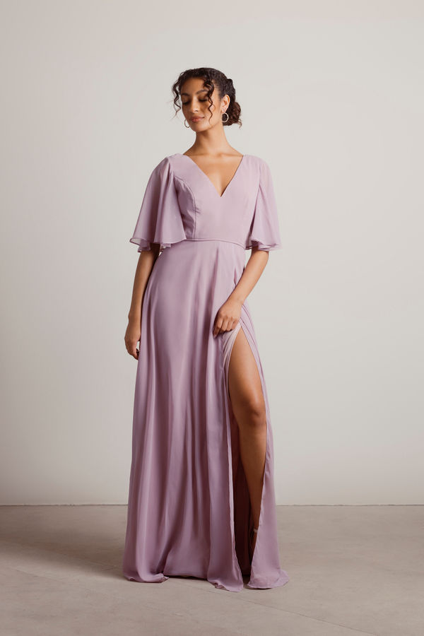 Come Closer To Me Purple Homecoming Slit Maxi Dress