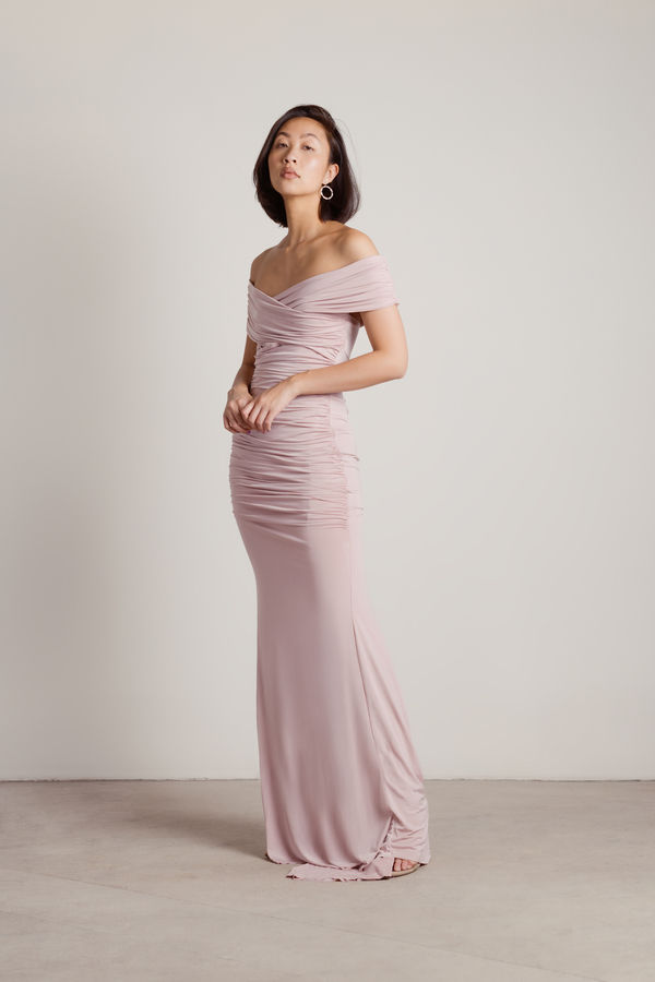 Fall For Me Mauve Ruched Bodycon Mermaid Prom Maxi Dress
