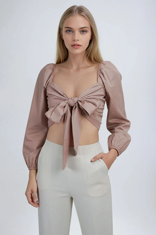 Make them Blush Puff Shoulder Blouse - Mauve