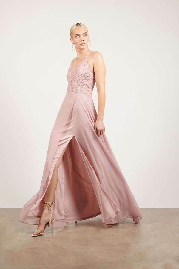 Unforgettable Formal Pink X-Back Maxi Dress