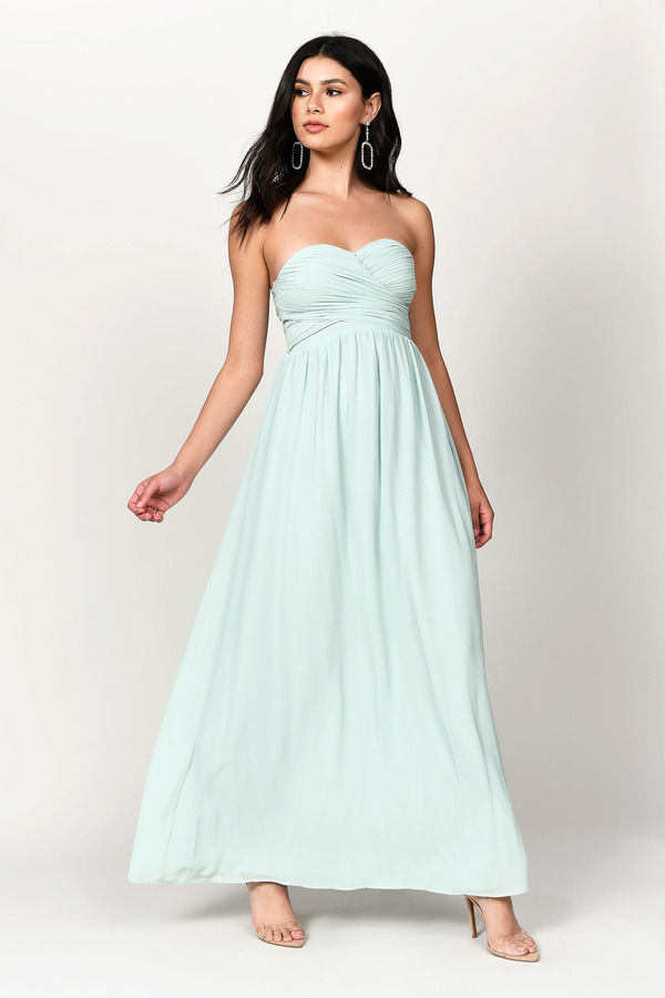 Go Glam Sweetheart Surplice Maxi Modest Formal Dress - Mint