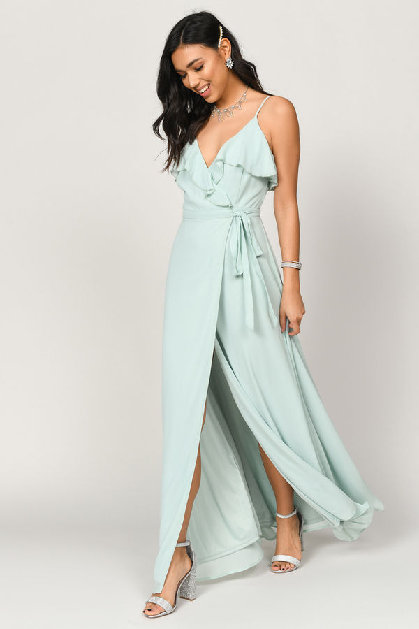 Kristen Ruffle Wrap Maxi Dress - Mint