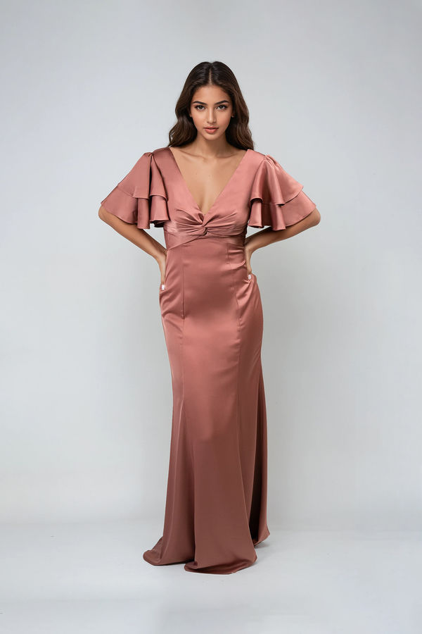 Always Be Mine Flutter Mermaid Maxi Dress - Mocha