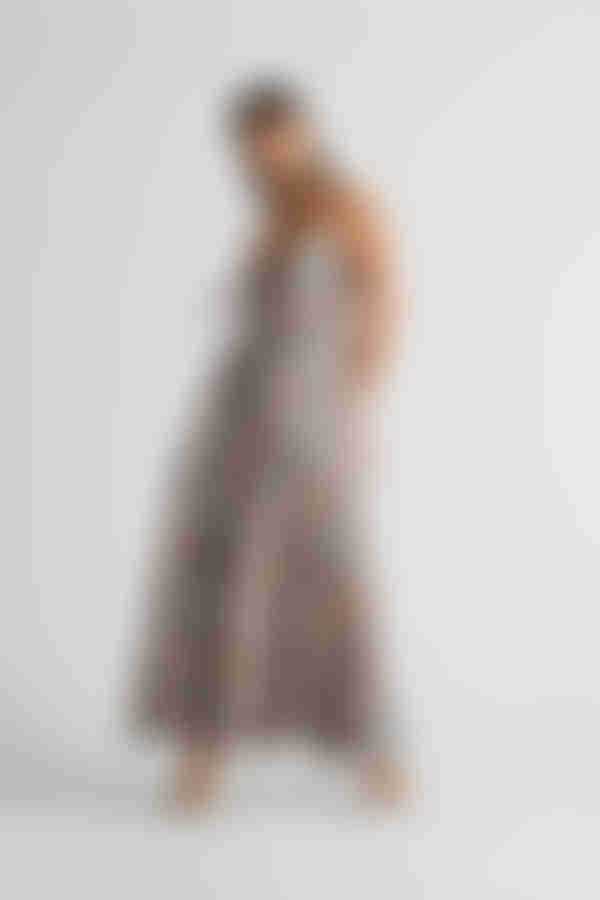 Blue Garden Multi Floral Tie Tiered Maxi Dress