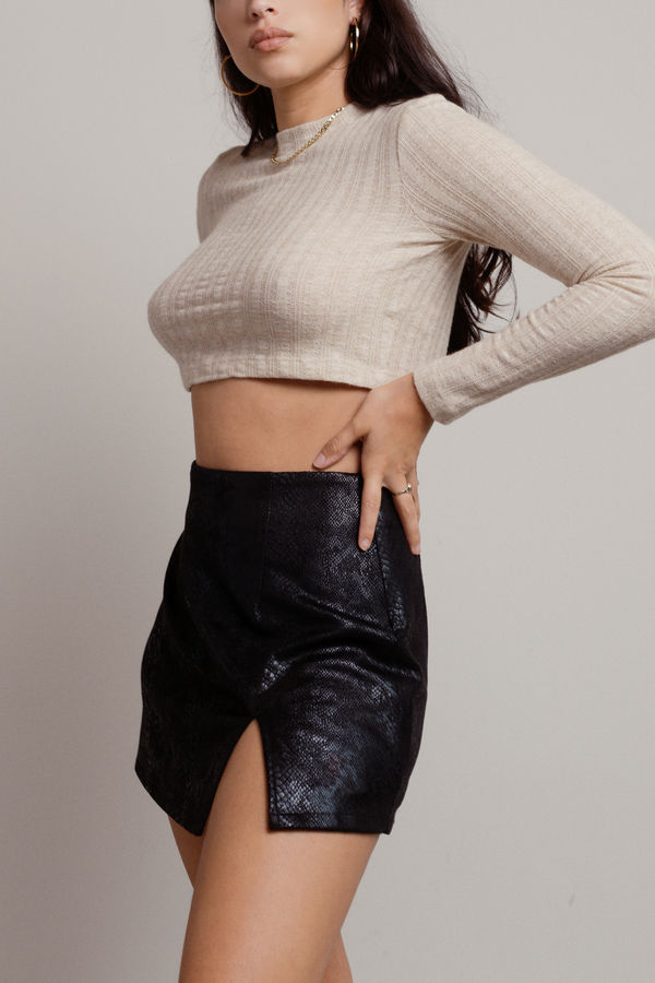 Fire Within Natural Soft Knit Long Sleeve Crop Top