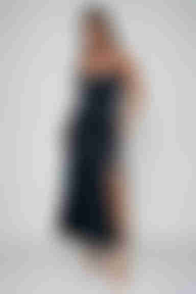 Emmalyn Satin Slit Midi Dress - Navy